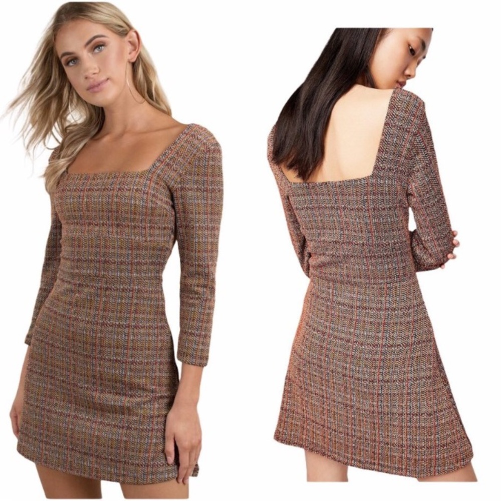 Free People Uptown Girl Tweed Plaid Mini Dress